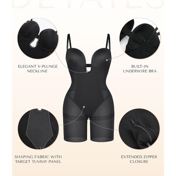 Strapless Shapewear Deep Plunge Corset Tummy Control Backless Bodysuit for Women - Picture 4 of 6